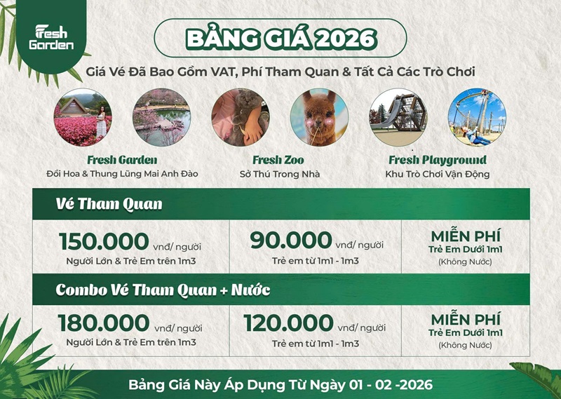 giá vé tham quan Fresh Garden