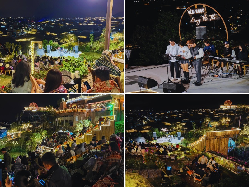 Không gian đêm nhạc acoustic tại Quán cafe Làng Vũ Thị