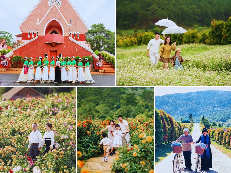 Gia đình tận hưởng không gian thiên nhiên trong lành tại The Florest và khám phá kiến trúc độc đáo của Nhà thờ Domaine de Marie