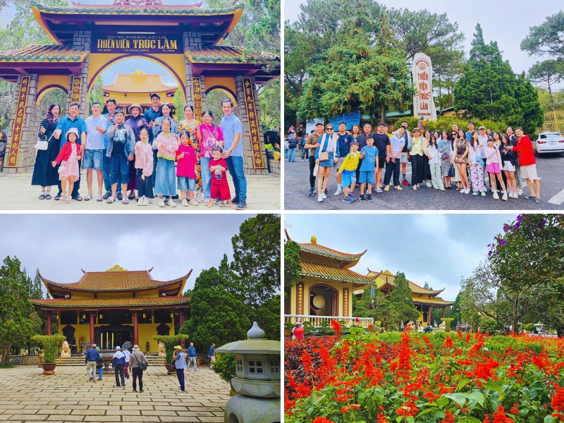 Gia đình dừng chân tại Thiền viện Trúc Lâm để cảm nhận vẻ đẹp thanh bình đặc trưng của Đà Lạt
