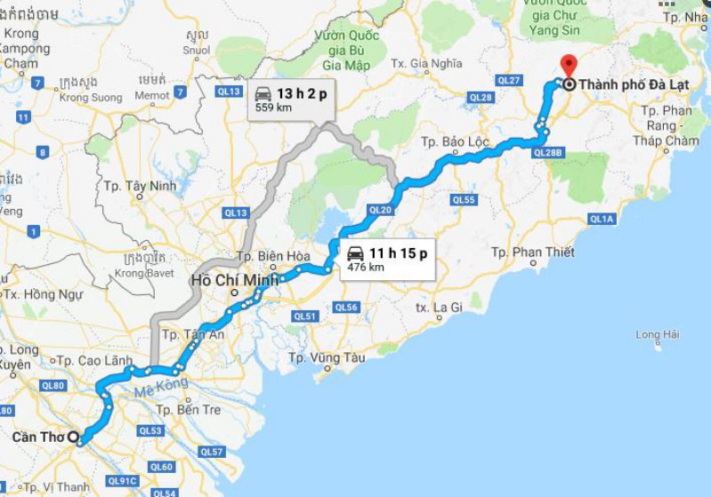 Tuyến đường Cần Thơ đi Đà Lạt tránh đường Cao Tốc phượt cần thơ đà lạt không có đường cao tốc