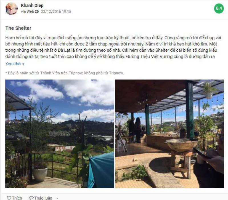 Du khách phàn nàn về vị trí The Shelter