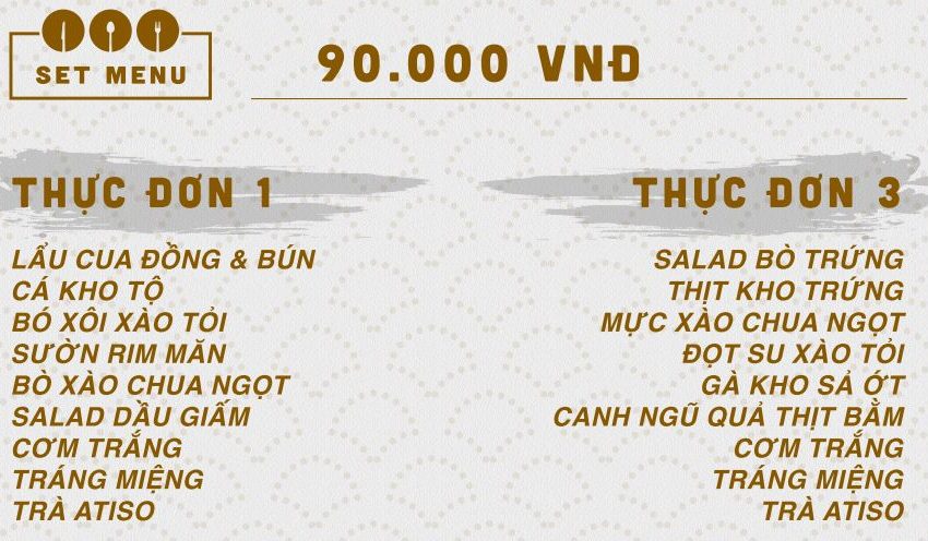 Thực đơn cơm đoàn tại Túy Tửu Lầu