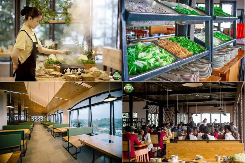 Không gian nhà hàng buffet rau Leguda Đà Lạt