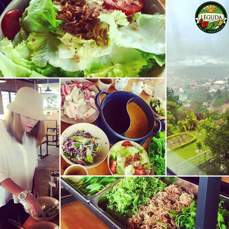 Thưởng thức buffet rau Đà Lạt tại nhà hàng Leguda Du khách tự chọn rau và gia vị tại nhà hàng Buffet rau Đà Lạt