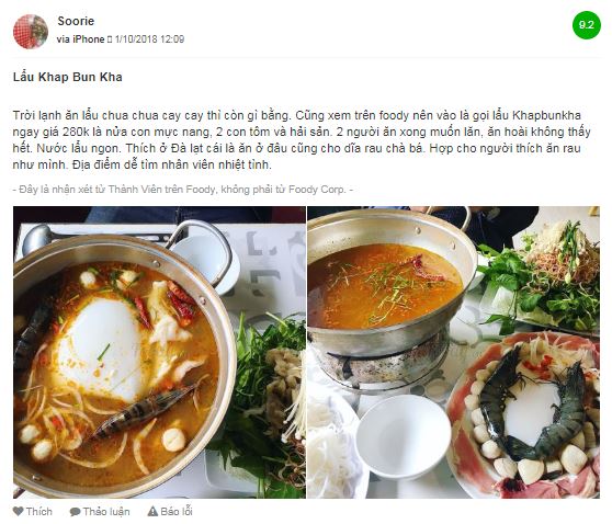 Review quán Khap Bun Kha – Quán lẩu Thái nổi tiếng ở Đà Lạt