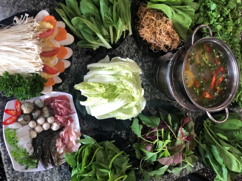 Món ngon lẩu rau Đà Lạt tại Kiếm Hiệp Làng Chài