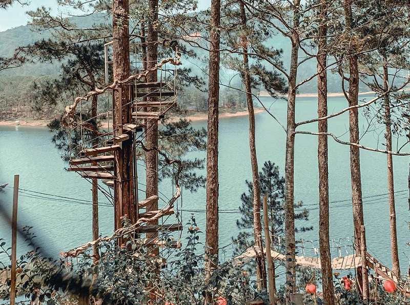 Cây cầu gỗ nét độc đáo ở Happy Hill Đà Lạt