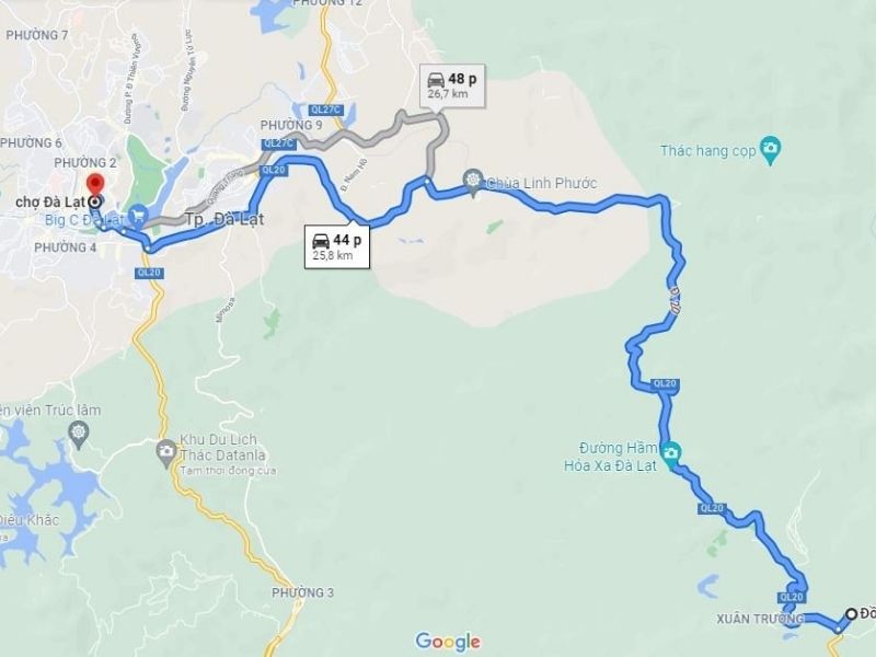 Đường đi đồi chè Cầu Đất