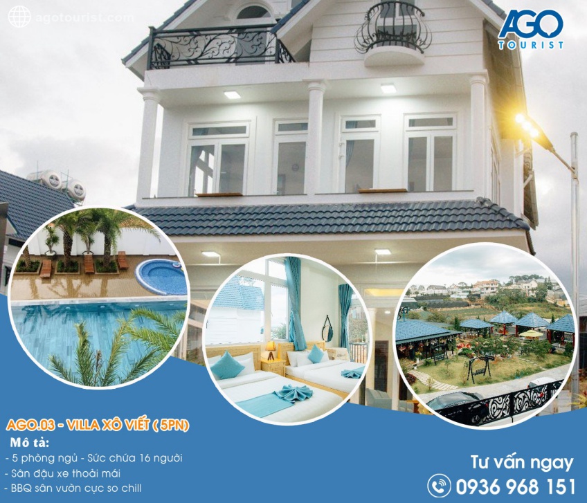 Villa Đà Lạt có hồ bơi với 5 phòng ngủ 