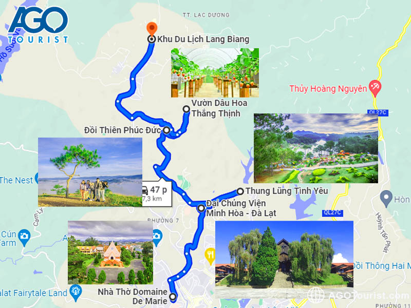 Địa điểm tham quan cùng tuyến đường đi LangBiang