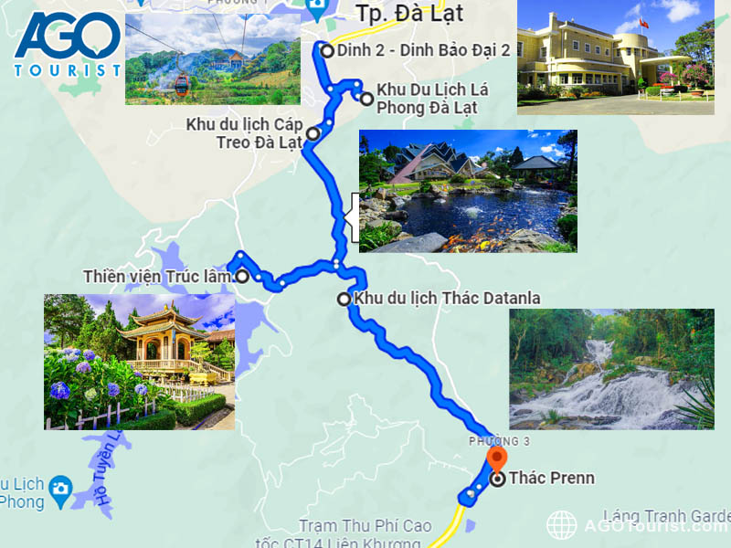 Địa điểm tham quan cùng tuyến đường đi thác Prenn